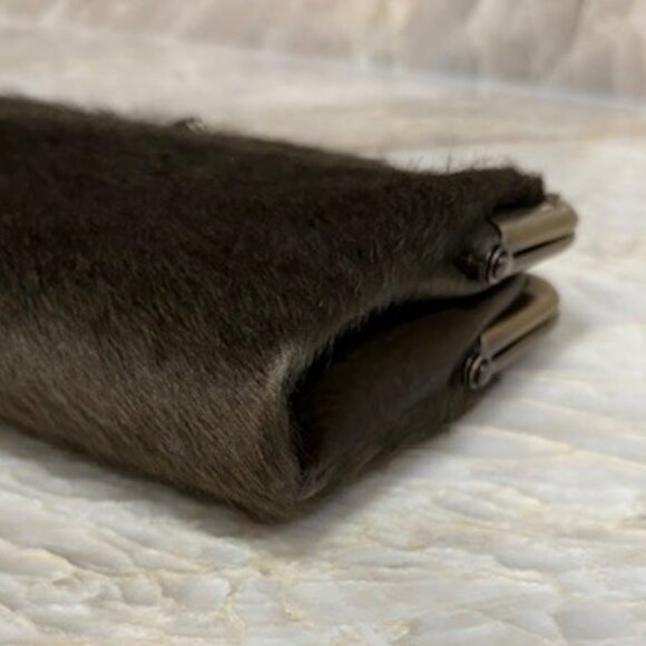 Hobo Lauren Leather & Calf Hair Clutch Wallet w/Dust Bag Brown Rare HTF - Picture 12 of 13